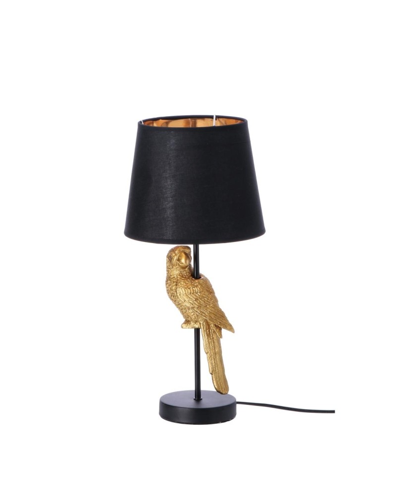 Lampada con base in metallo e pappagallo decorativo in resina d22,5xh46 cm