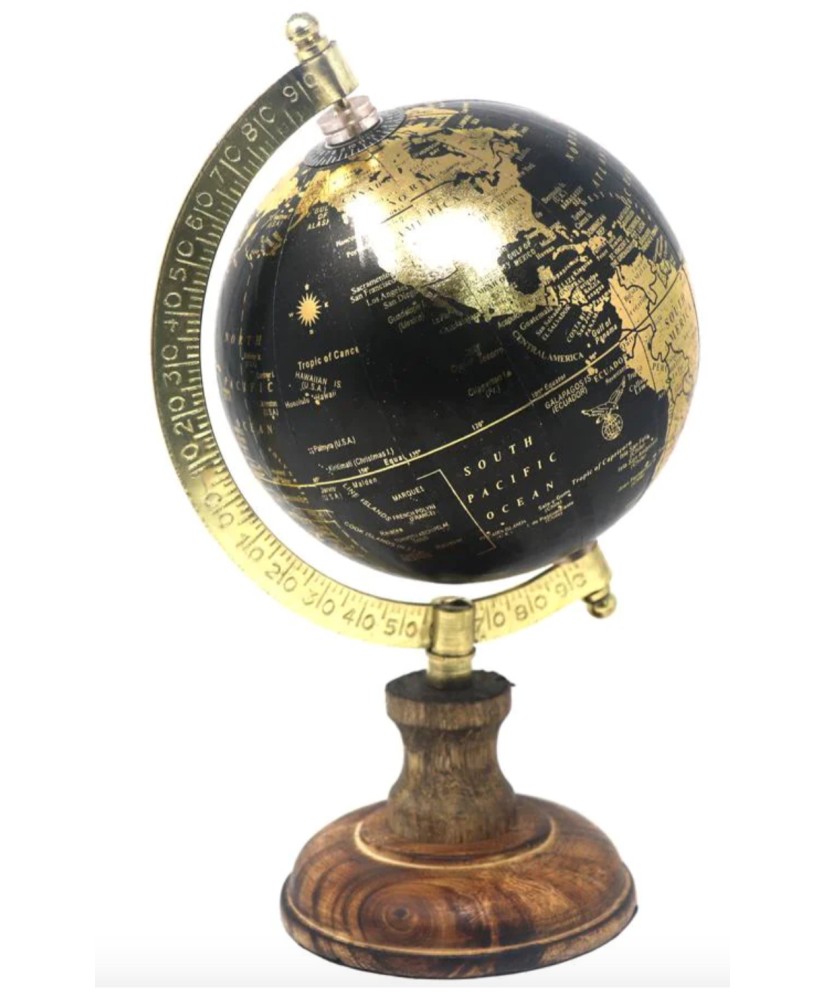 Mappamondo con supporto in legno